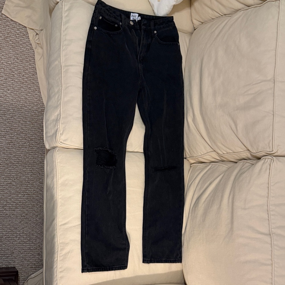 Princess Polly Black Straight Leg Jeans
